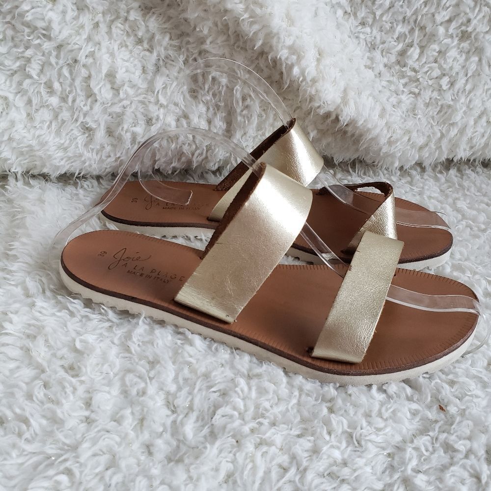 Joie ALa Plage Metallic‎ Gold Leather Sandals sz 9